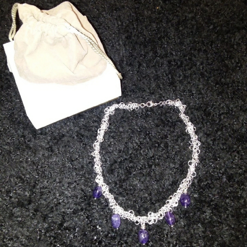 QVC milor Stainless steel amethyst necklace